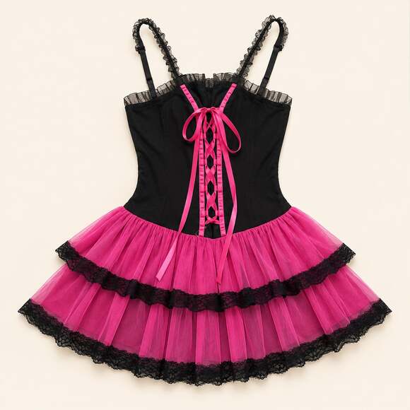 Widow Dresses & Skirts - Widow Dolls Kill Pink Black Corset Babydoll Dress Goth S